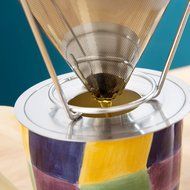 Marvellissimo Stainless Steel Pour Over Coffee Dripper - Reusable Double Layer Fine Mesh Filter Cone And Separate...