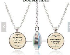 Long silver Christian Scripture Necklace - My beloved is mine I am my beloved's bible quote