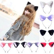 Chunlin Orecchiette Anime Neko Cosplay Halloween Party Cat Fox Ears Long Fur Ears (Black Headband) N6