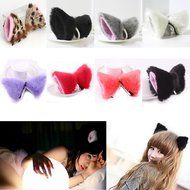Chunlin Orecchiette Anime Neko Cosplay Halloween Party Cat Fox Ears Long Fur Ears (Black Headband) N8