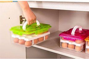 Egg Storage Box Food Container Keep Eggs Fresh Organizer Kitchen Supplies (Red)