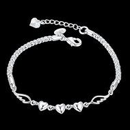 Fashion 925 Sterling Silver Women Charm Love Heart Beads Bracelet Bangle Jewelry N5