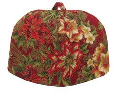 Traditional English Dome Tea Cozie Fully Lined (Holiday Elegance Ruby)
