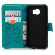 Galaxy S6 Case,Samsung Galaxy S6 Case - Wallet Flip Stand Case Embossed Plants PU Leather Case Shockproof Soft... N24