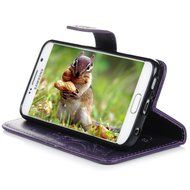 Galaxy S6 Case,Samsung Galaxy S6 Case - Wallet Flip Stand Case Embossed Plants PU Leather Case Shockproof Soft... N25