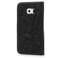 Galaxy S6 Case,Samsung Galaxy S6 Case - Wallet Flip Stand Case Embossed Plants PU Leather Case Shockproof Soft... N27