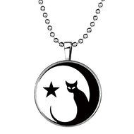 Steampunk Five Star Cat Glow In The Dark Pendant Necklace Sweater Chain X-mas