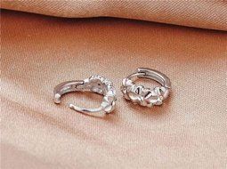 New Fashion Women Silver Plated Flower Crystal Rhinestone Stud Hoop Earrings N2