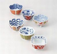 Saikai Pottery Colorful Japanese traditional pattern 6 small plates from Japan 52295