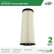 2 Pack ZVac Dirt Devil F1 / F-1 Washable Hepa Filters 3jc0280000 / 2JC0280000 Bagless Extra Lite, Breeze, Featherlite...