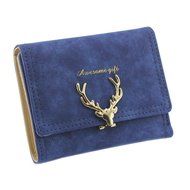 AutumnFall Women Clutch Short Christmas Elk Buckle Purse Wallet Card Holder Handbag Bag (Blue)