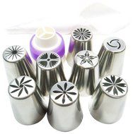 Pridebit New Russian Piping Tips Cake/Cupcake Decorating Tips 8 Extra Large Stainless Steel Icing Nozzles 1 Tri-color...