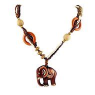 Boho Ethnic Beach Jewelry Handmade Beads Wood Elephant Pedant Necklace