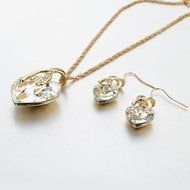 Jewelry Sets- Morenitor[TM] Gold Plated Austrian Crystal Heart Shape Necklace Earrings Set. N13