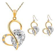 Jewelry Sets- Morenitor[TM] Gold Plated Austrian Crystal Heart Shape Necklace Earrings Set. N14