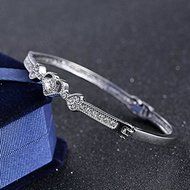 New Women's Crystal Rhinestone Heart Bangle Silver Plated Bracelet Jewelry Gift N3