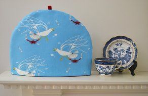Seagulls and Crabs Artisanal Insulated Tea Cozy - Organic Eco Friendly Cotton - 4 Sizes