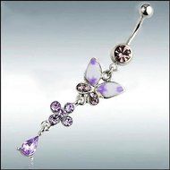 Rhinestone Butterfly Ball Button Barbell Bar Belly Navel Ring Body Piercing