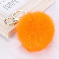 AutumnFall&reg; Rabbit Fur Ball Keychain Bag Plush Car Key Ring Car Key Pendant (Pink) N3