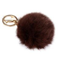 AutumnFall&reg; Rabbit Fur Ball Keychain Bag Plush Car Key Ring Car Key Pendant (Pink) N4