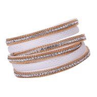 AutumnFall&reg; Stackable Rhinestone and Alloy Studs Black PU Leather Wrap Bracelet (Black) N12