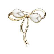 OCTCHOCO Bow Brooches Imitation Pearl Simple Bowknot Clip Pin for Women Dress Shawl (Gold) N3