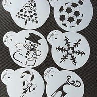 Y&amp;XL&amp;H 6Pcs Christmas Snowman Stencils Cookie Stencil Set Plastic Decorative Stencils Cupcake Stencil for Party
