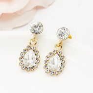 Luxury Engagement/Bridal Jewelry Set Golden Earrings+Crystal Pendant+Necklace N3