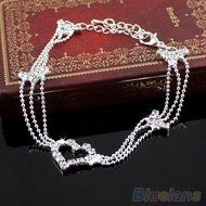 New Charm Silver Plated Bead Anklet Ankle Bracelet Chain Crystal Fashion Jewelry N3