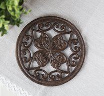 Cast Iron Trivet | Round with Vintage Pattern | Decorative Cast Iron Trivet For Kitchen Or Dining Table | 7.7... N6