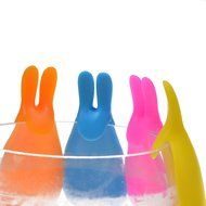 COSMOS Pack of 4 Assorted Colors Rabbit Shape Silicone Tea Bag Holder Clip for Cup Mug
