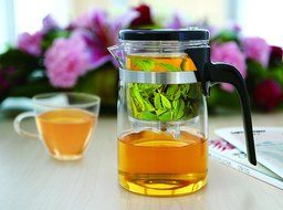 Heat Resistant Glass Tea Pot with Tea Infuser Strainer Filter (Denmark Design) -17oz (500ml) - Beautifully Packaged