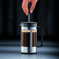 Bodum Kenya 8-Cup French Press Coffee Maker, 34-Ounce, Stainless Steel, Black