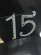 Sharing Star Large Crystal 15 Sweet Fifteen Numbers Bling Birthday Cake Topper Cake Decoration with Crystal Glass... N2