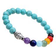 7 Chakra Healing Balance Charm Bracelet Turquoise Beaded Yoga Reiki Prayer Stone N2