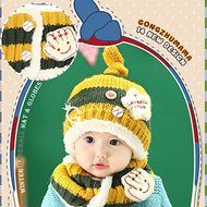 Toddler Girls Boys Baby Kid Winter Beanie Warm Hat Hooded Knitted Wool Scarf Cap N2