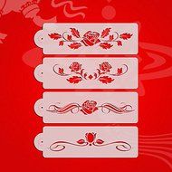 Sher Rose Design2# Wedding Cake Stencil Set,Plastic Cake Side Stencil Stencil,Fondant Cake Tools,Cake Supplies