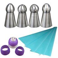 3PCS Icing Piping Tips Nozzles Kit Stainless Steel Sphere Ball Decorating Baking Tools Set for Cupcakes (New Design) N4