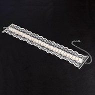 Sexy Lace Pearls Pendant Choker Collar Silver Chain Necklace Charm Women Jewelry N5
