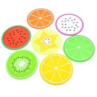Set of 7 Colorful Fruit Slices Silicone Coasters for Drinks and Coffee, 3.5" Non-slip Unique Cup Mat Drink Placemat... N2