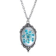 Women's Vintage Blue dried flowers Pendant Necklace Chain Fashion Jewelry