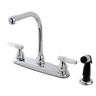 Kingston Brass FB751 7-Inch in Spout Reach Americana 8-Inch Centerset Kitchen Faucet with White Sprayer, Polished...