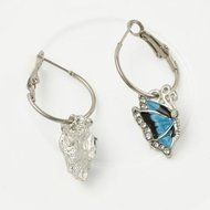 Butterfly Dangle Blue Crystal Rhinestone Enamel Hoop Earrings GIFT WOMEN 1Pair N3