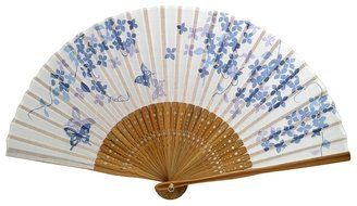 TANG DYNASTY(TM) White Japanese Signature Cotton Cherry Hand Fan Handheld Fan Jhf-167 N3