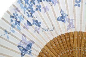 TANG DYNASTY(TM) White Japanese Signature Cotton Cherry Hand Fan Handheld Fan Jhf-167 N4