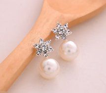 1 Pair Fashion Women Elegant Crystal Rhinestone Pearl Ear Stud Earrings Jewelry N4