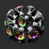 Shopline 10pcs Colorful Crystal Glass Cupboard Wardrobe Cabinet Drawer Knob Door Pull Handle N3