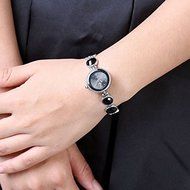 New Women Stainless Steel Black Oval Band Analog Quartz Wrist Watch Accessories N4