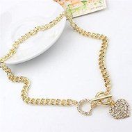 Fashion Women Crystal Heart Charm Pendant Choker Statement Bib Chain Necklace N8