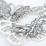 Women's Vintage Butterfly Antique Silver Fashion Statement Choker Chain Necklace N4